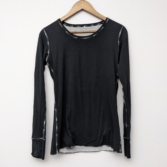 lululemon athletica Tops - Lululemon Reversible Long Sleeve Top Thumb Holes Gray Black Size 8 Medium